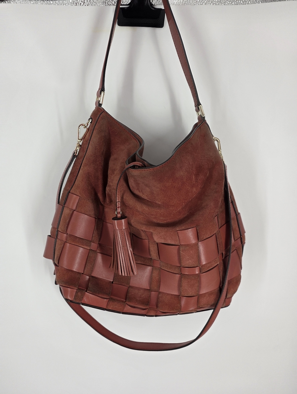 Michael Kors Rust Brown Woven Suede Hobo Bag - Picture 9 of 9
